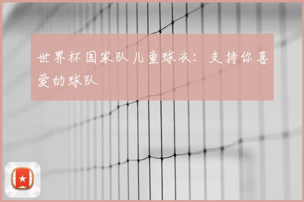 世界杯国家队儿童球衣:支持你喜爱的球队